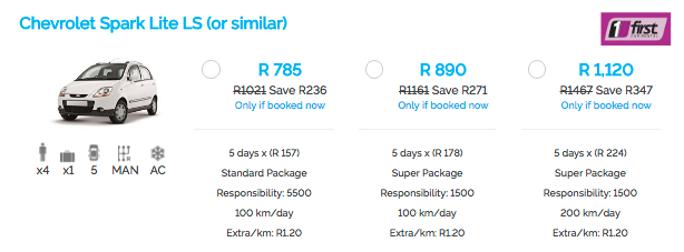 Why do Car Rental prices on FlySafair look different to First Car